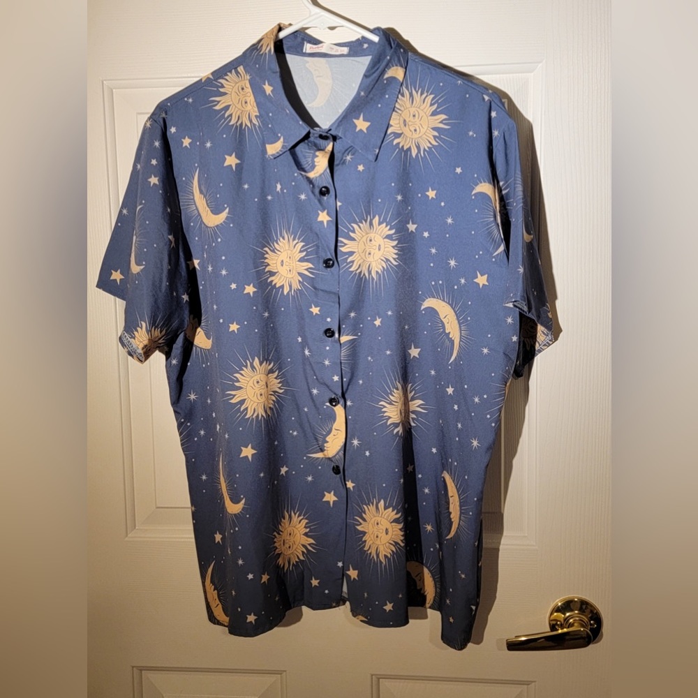 ROMWE Moonlight Silk Button Up
